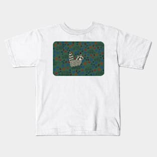 Raccoon in Field of Flowers - Night version Kids T-Shirt